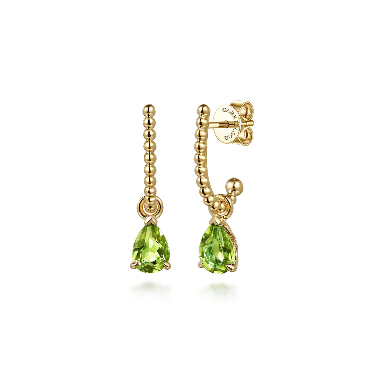 14K Yellow Gold Bujukan Peridot J Hoop Earrings — Gabriel & Co. EG15161Y4JPE