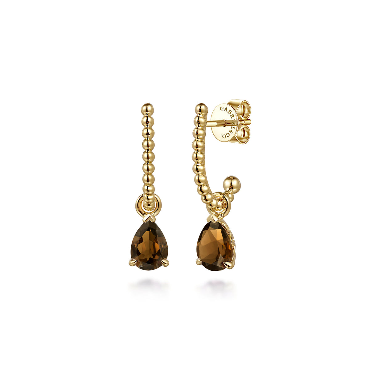 14K Yellow Gold Bujukan Smoky Quartz J Hoop Earrings — Gabriel & Co. EG15161Y4JSQ