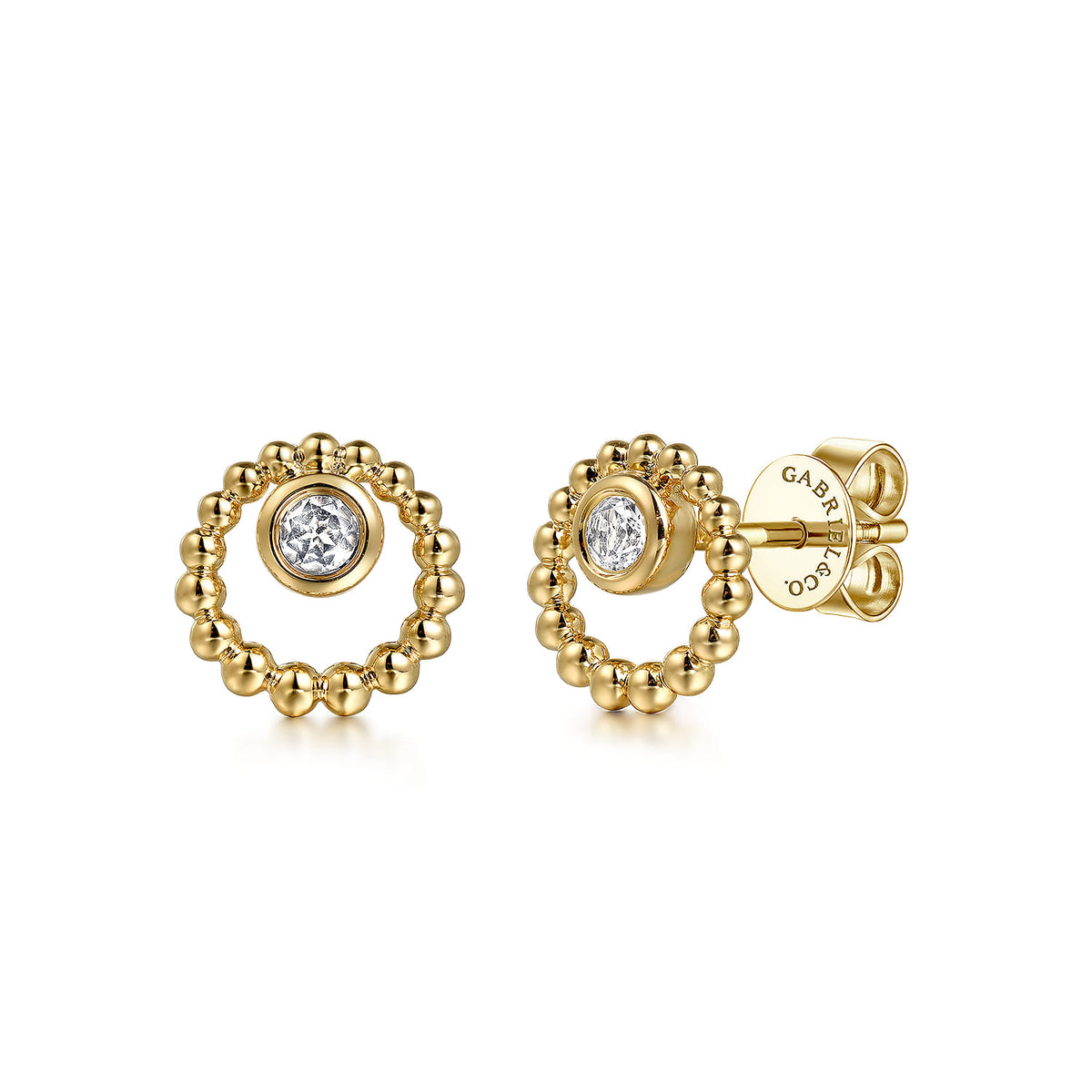 14K Yellow Gold White Sapphire Stud Earrings- Bujukan — Gabriel & Co. EG15162Y4JWS