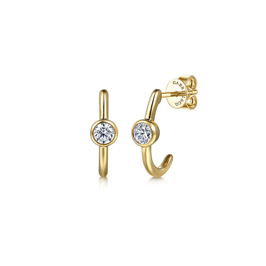 J Hoop Earrings 14K Yellow Gold White Sapphire — Gabriel & Co. EG15166Y4JWS