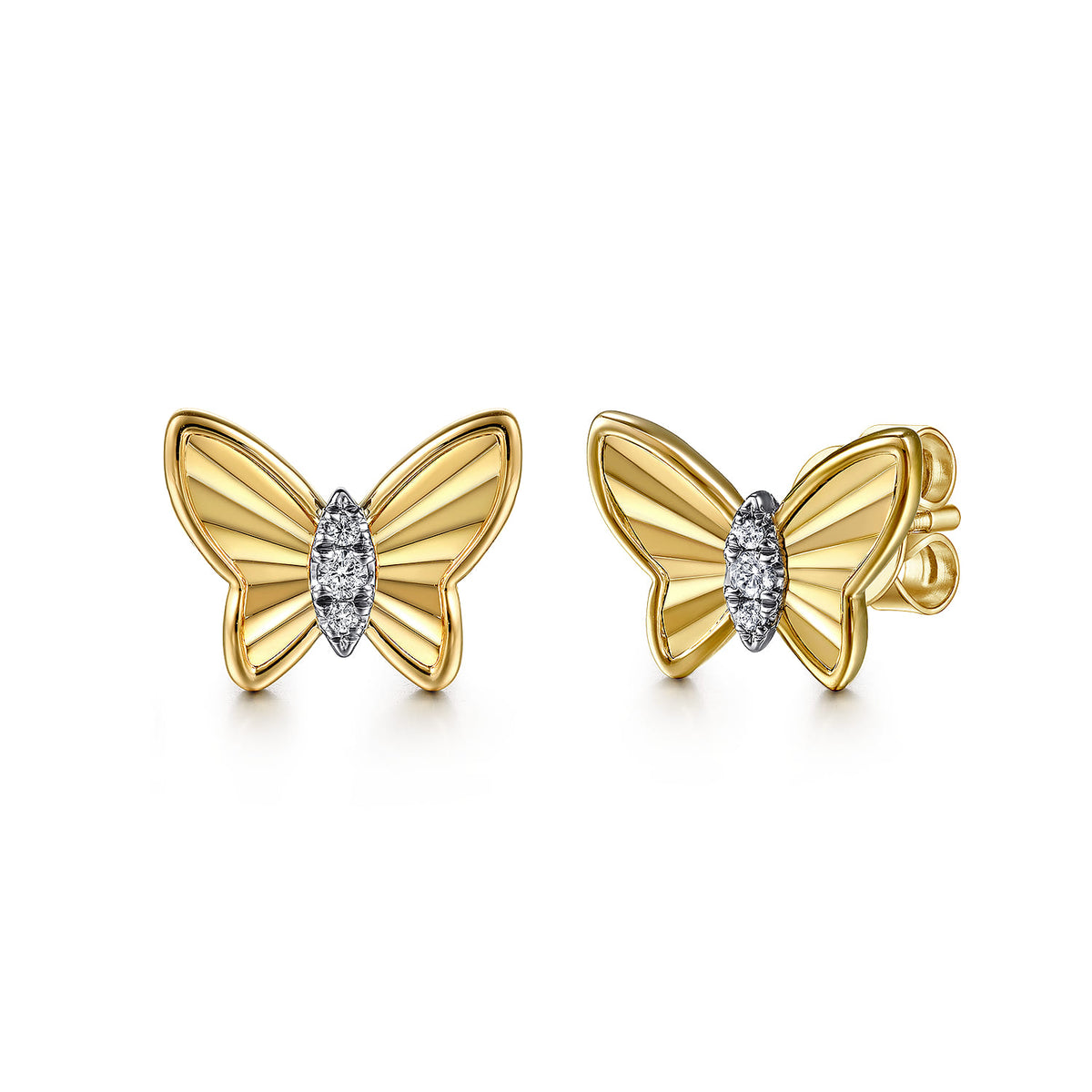 14K Yellow Gold Diamond Butterfly Stud Earrings — Gabriel & Co. EG15168Y45JJ