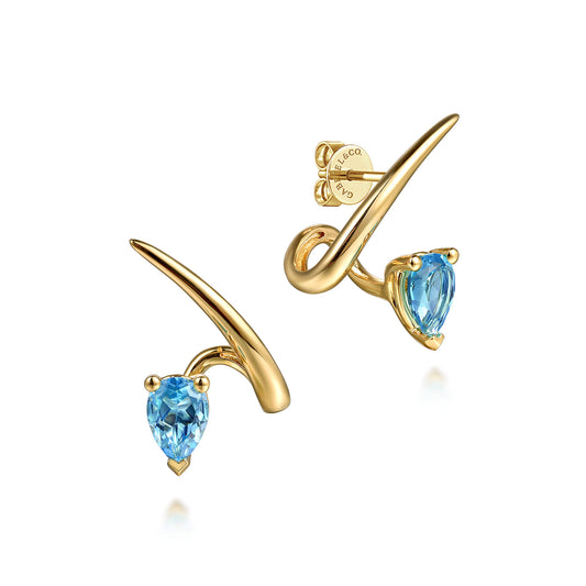 14K Yellow Gold Blue Topaz Stud Earrings — Gabriel & Co. EG15171Y4JBT