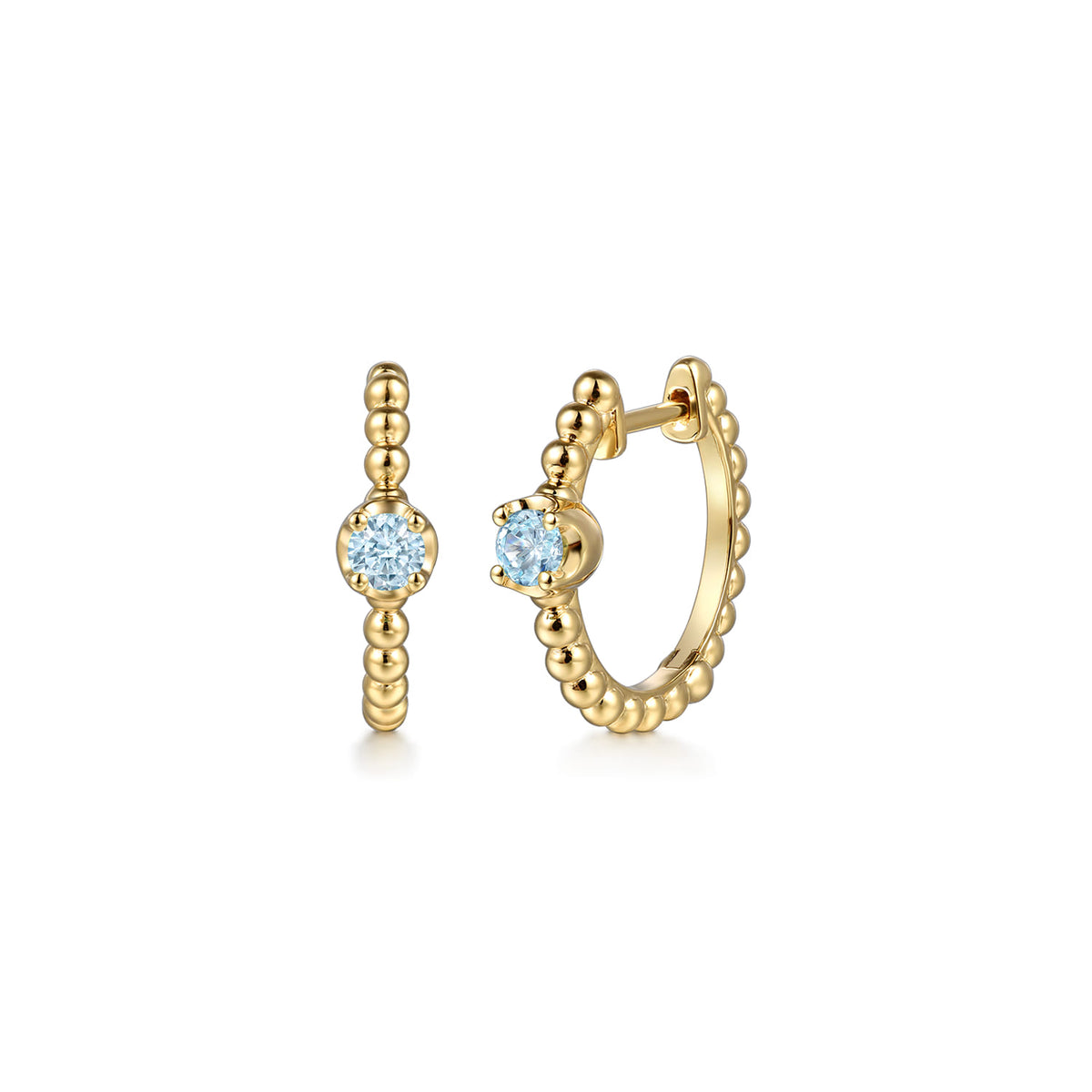 14K Yellow Gold Bujukan Aquamarine 15mm Huggie Earrings — Gabriel & Co. EG15184Y4JAQ