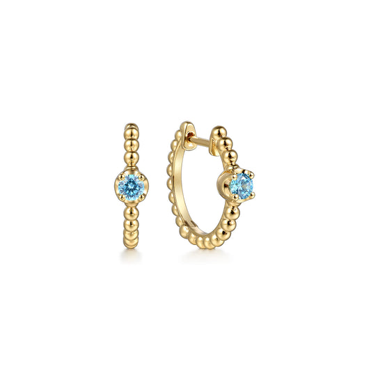 14K Yellow Gold Bujukan Blue Topaz 15mm Huggie Earrings — Gabriel & Co. EG15184Y4JBT