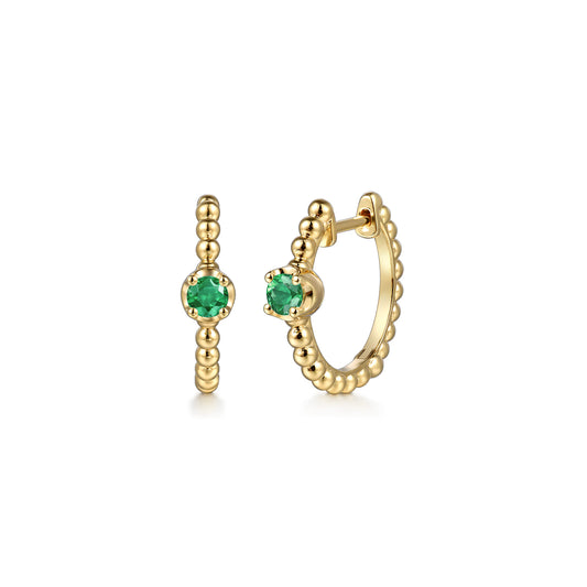 14K Yellow Gold Bujukan Emerald 15mm Huggie Earrings — Gabriel & Co. EG15184Y4JEA