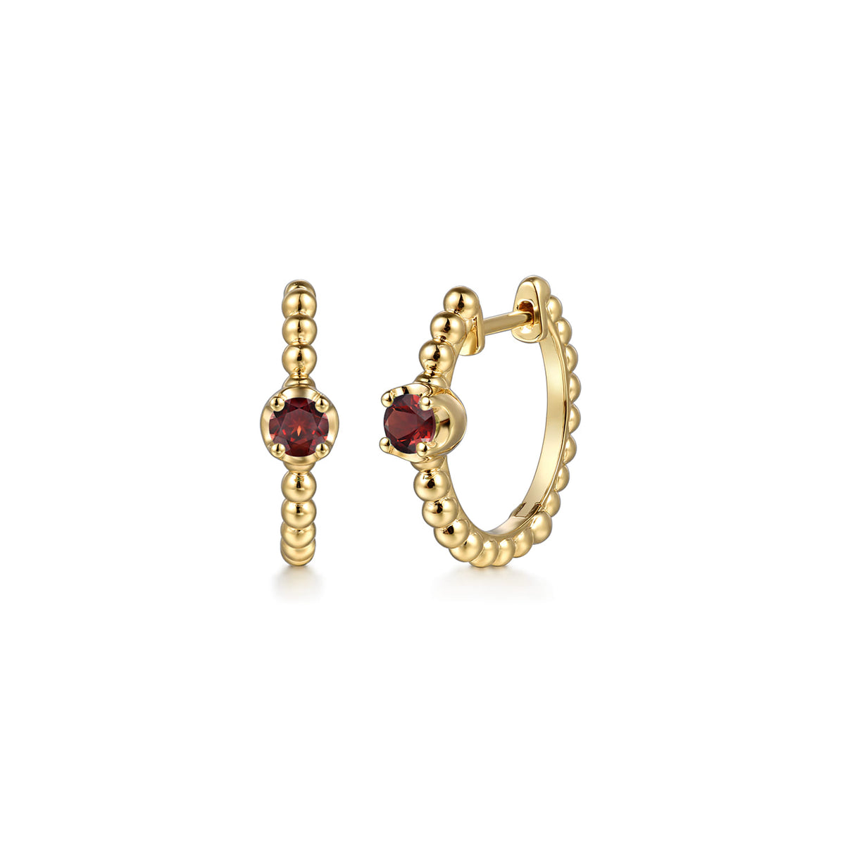 14K Yellow Gold Bujukan Garnet 15mm Huggie Earrings — Gabriel & Co. EG15184Y4JGN