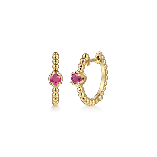 14K Yellow Gold Bujukan Ruby 15mm Huggie Earrings — Gabriel & Co. EG15184Y4JRA