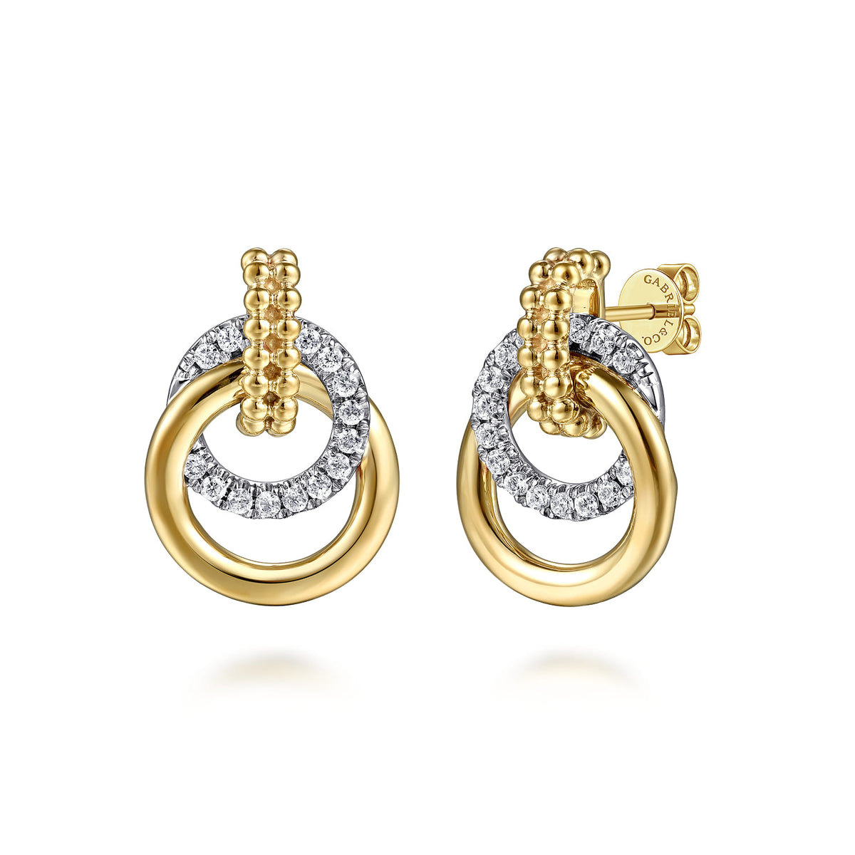 14K White & Yellow Gold Diamond Stud Earrings- Bujukan — Gabriel & Co. EG15201M45JJ