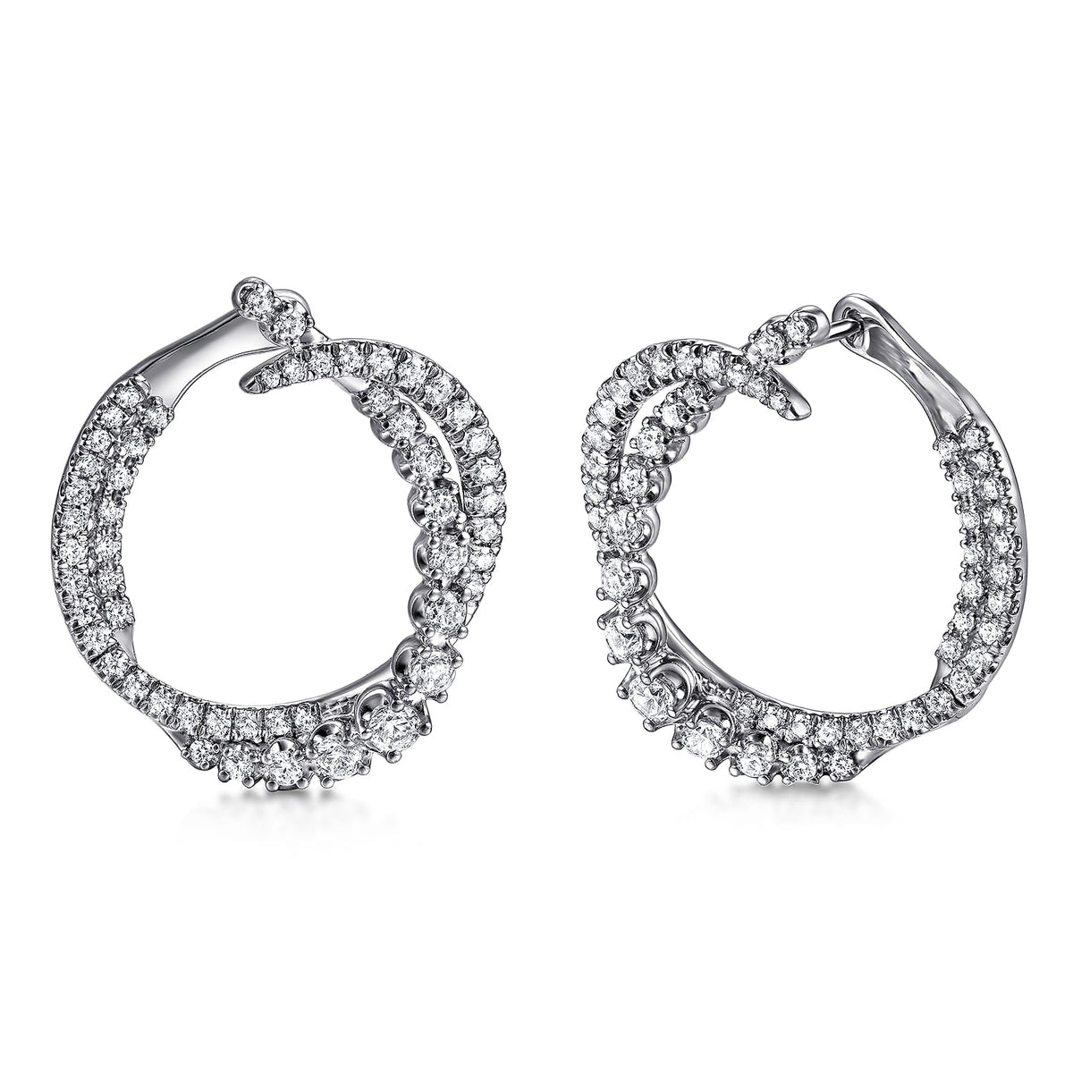14K White Gold Diamond Bypass Hoop Earrings — Gabriel & Co. EG15221W45JJ
