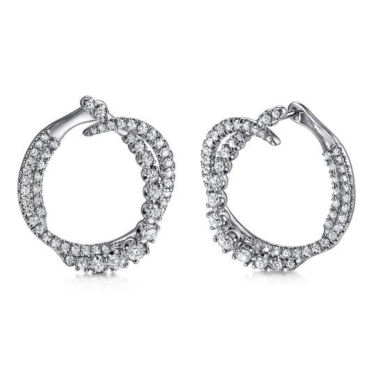 14K White Gold Diamond Bypass Hoop Earrings — Gabriel & Co. EG15221W45JJ