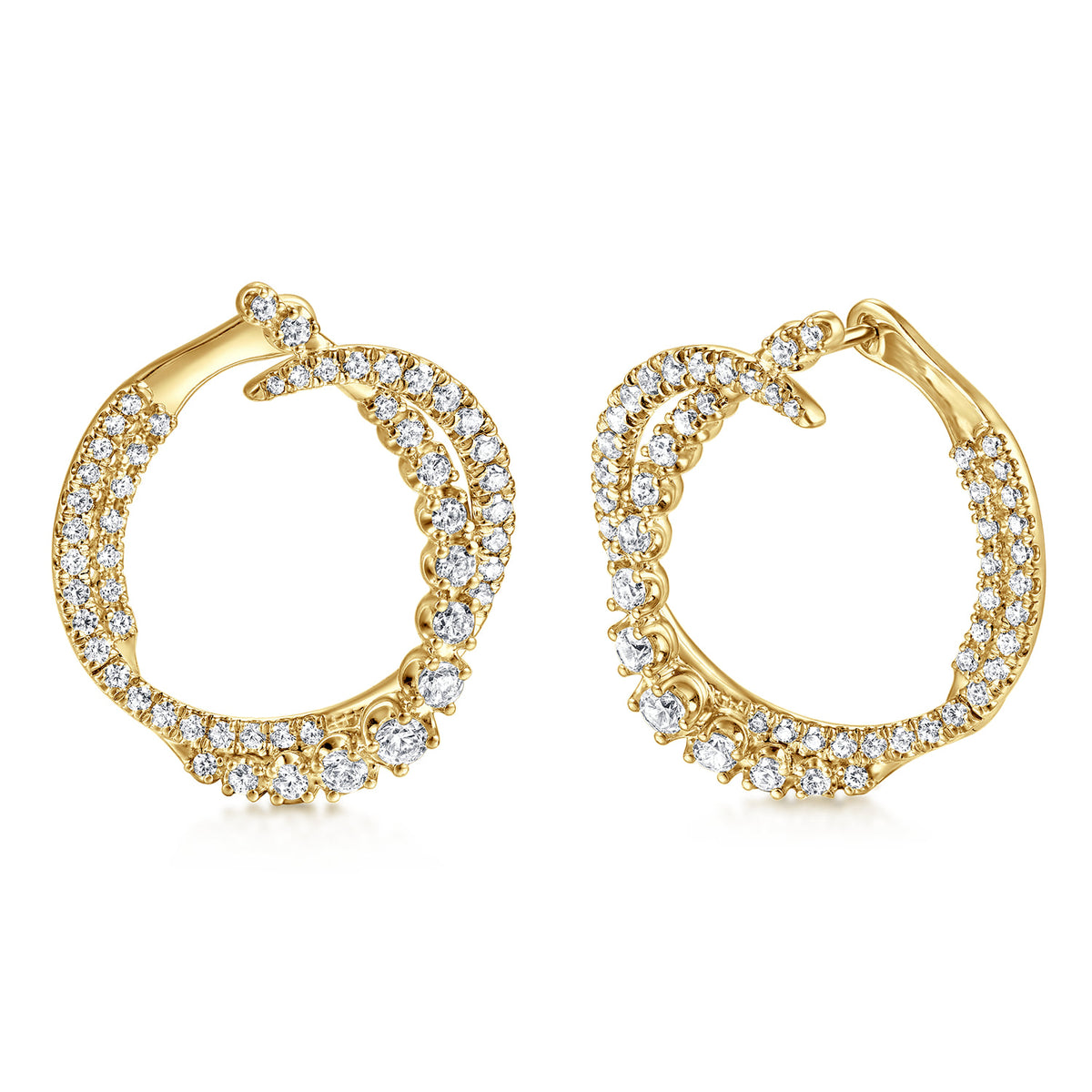 14K Yellow Gold Diamond Bypass Hoop Earrings — Gabriel & Co. EG15221Y45JJ