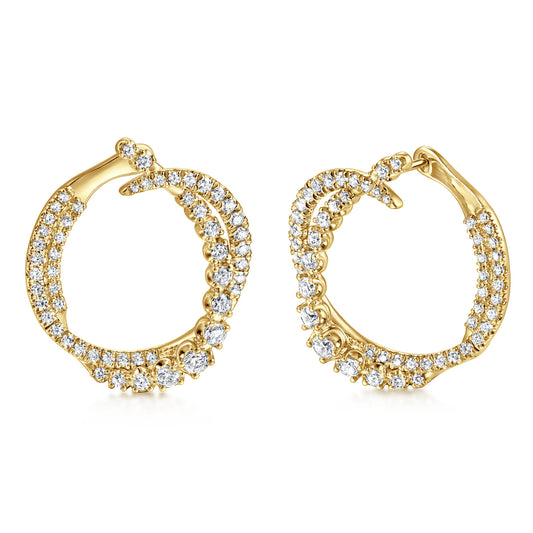 14K Yellow Gold Diamond Bypass Hoop Earrings — Gabriel & Co. EG15221Y45JJ