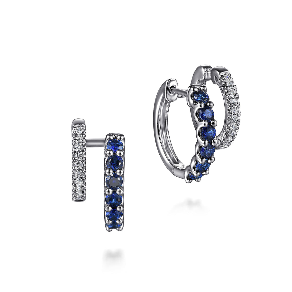 14K White Gold Diamond and Blue Sapphire Stuggies Earrings — Gabriel & Co. EG15244W45SA