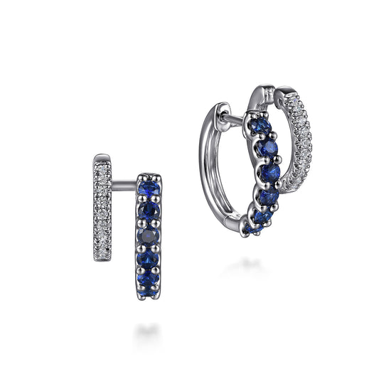 14K White Gold Diamond and Blue Sapphire Stuggies Earrings — Gabriel & Co. EG15244W45SA