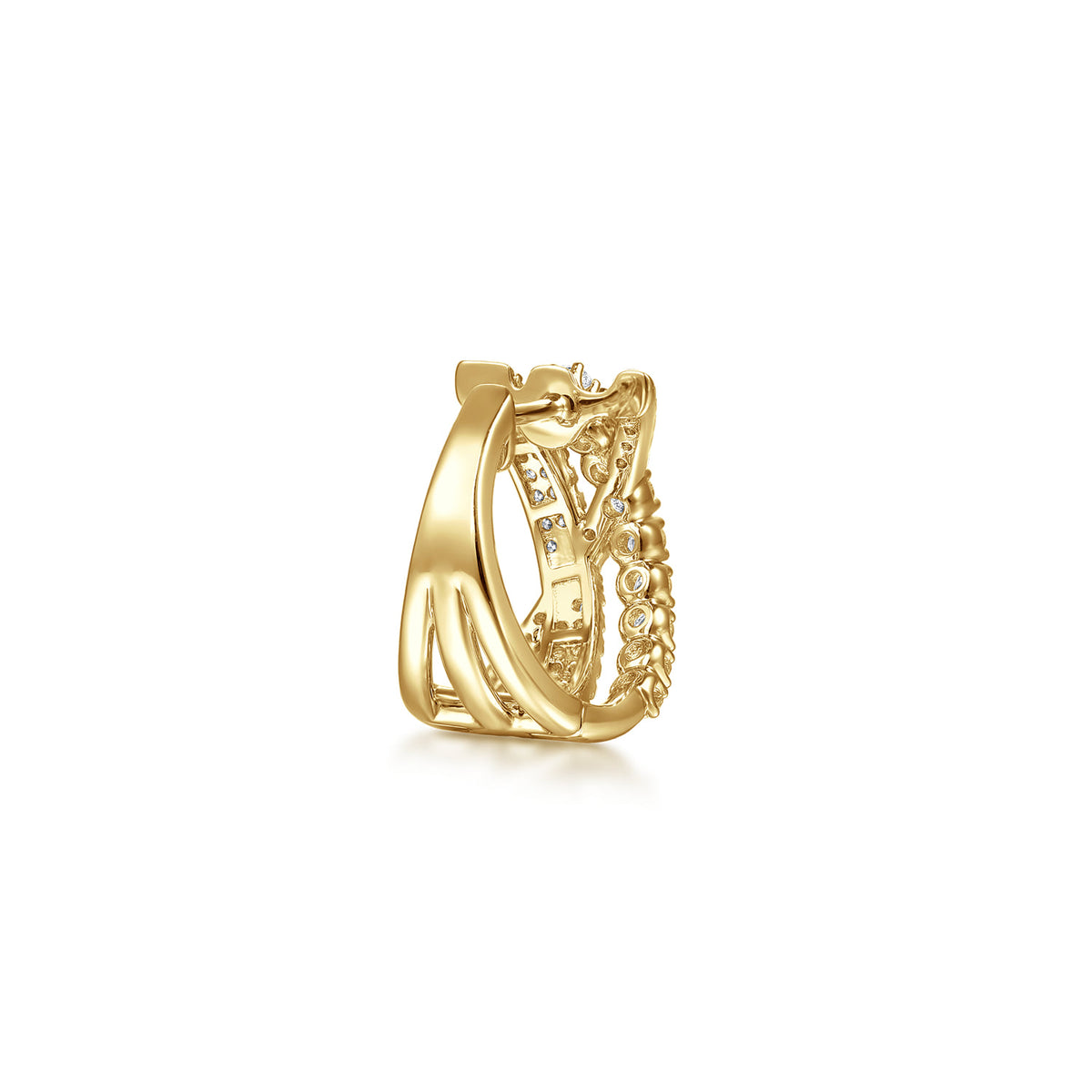 14K Yellow Gold Diamond Criss Cross Huggie Earrings — Gabriel & Co. EG15271Y45JJ