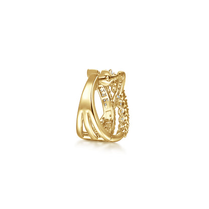 14K Yellow Gold Diamond Criss Cross Huggie Earrings — Gabriel & Co. EG15271Y45JJ