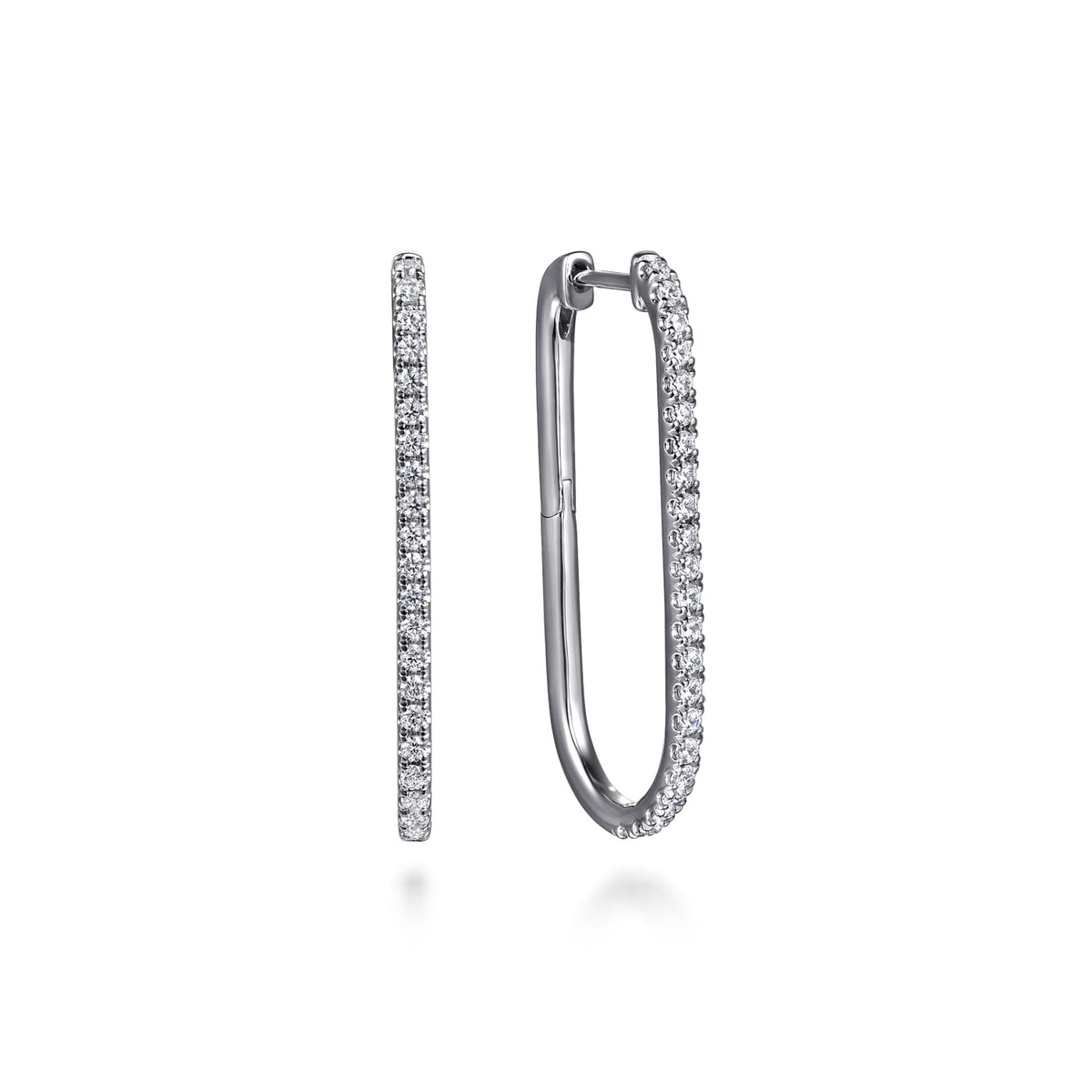 14K White Gold Diamond Classic Elongated Oval Hoop Earrings — Gabriel & Co. EG15272W45JJ