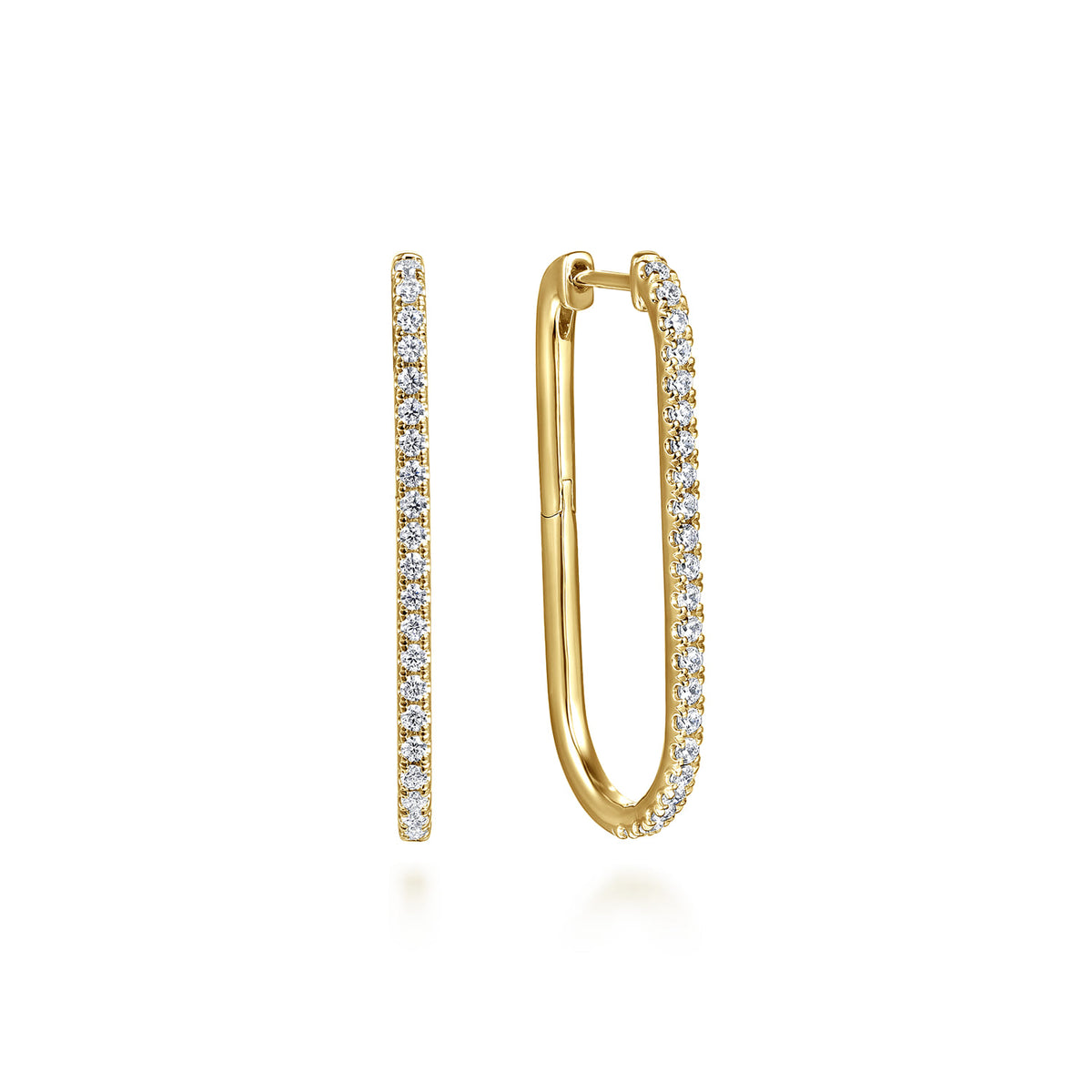 14K Yellow Gold Diamond Classic Elongated Oval Hoop Earrings — Gabriel & Co. EG15272Y45JJ