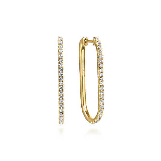 14K Yellow Gold Diamond Classic Elongated Oval Hoop Earrings — Gabriel & Co. EG15272Y45JJ