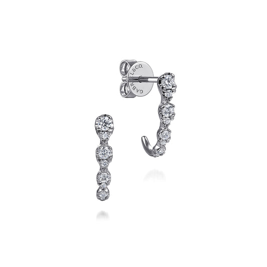 14K White Gold Graduating Diamond J Hoop Stud Earrings — Gabriel & Co. EG15274W45JJ