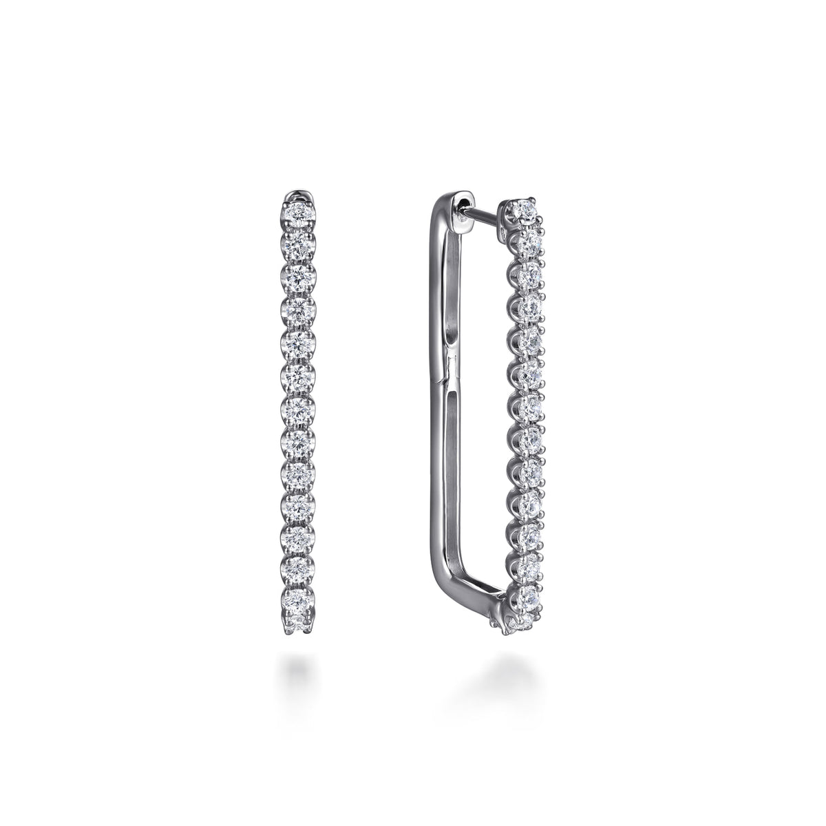 14K White Gold Diamond Classic Paperclip Hoop Earrings — Gabriel & Co. EG15275W45JJ
