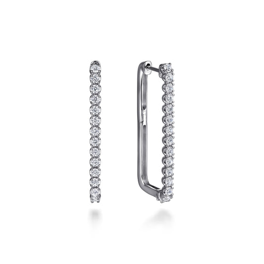 14K White Gold Diamond Classic Paperclip Hoop Earrings — Gabriel & Co. EG15275W45JJ