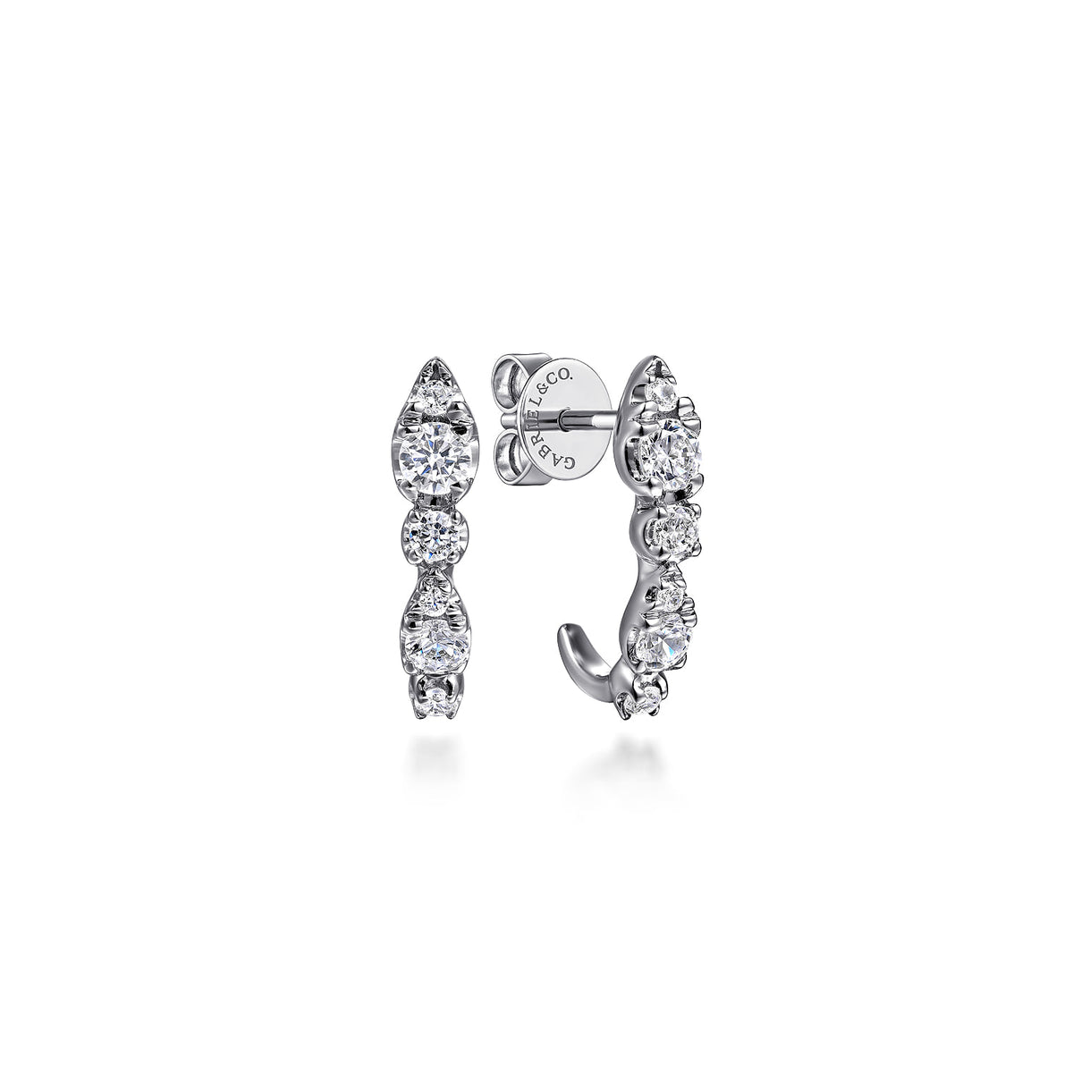 14K White Gold Diamond J Hoop Stud Earrings — Gabriel & Co. EG15279W45JJ