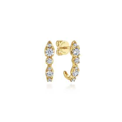 14K Yellow Gold Diamond J Hoop Stud Earrings — Gabriel & Co. EG15279Y45JJ