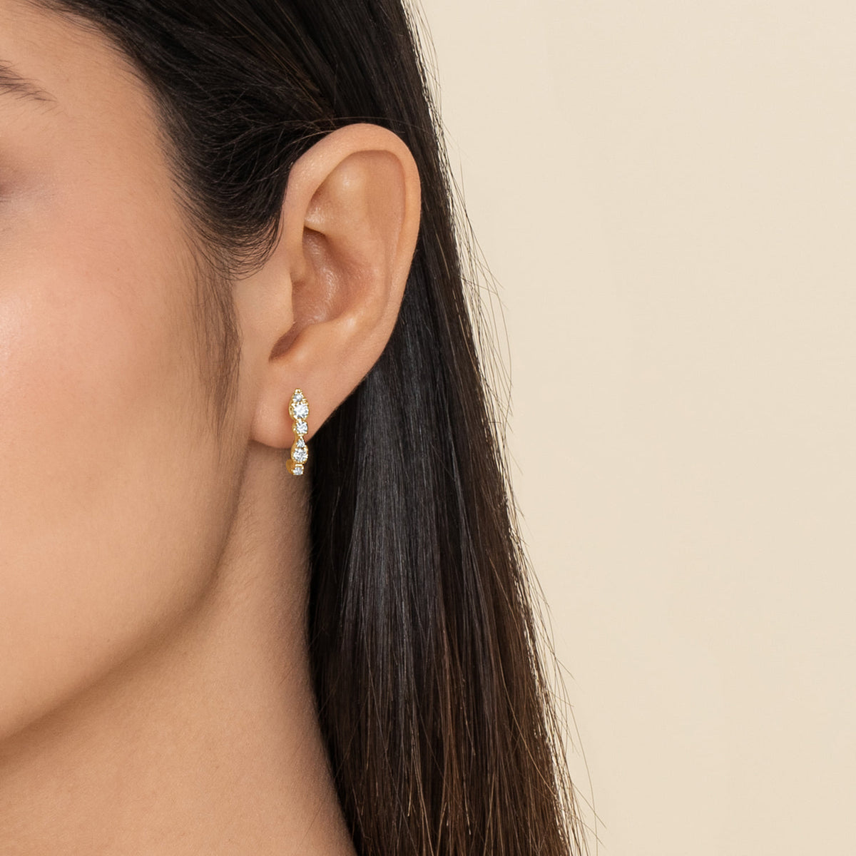 14K Yellow Gold Diamond J Hoop Stud Earrings — Gabriel & Co. EG15279Y45JJ
