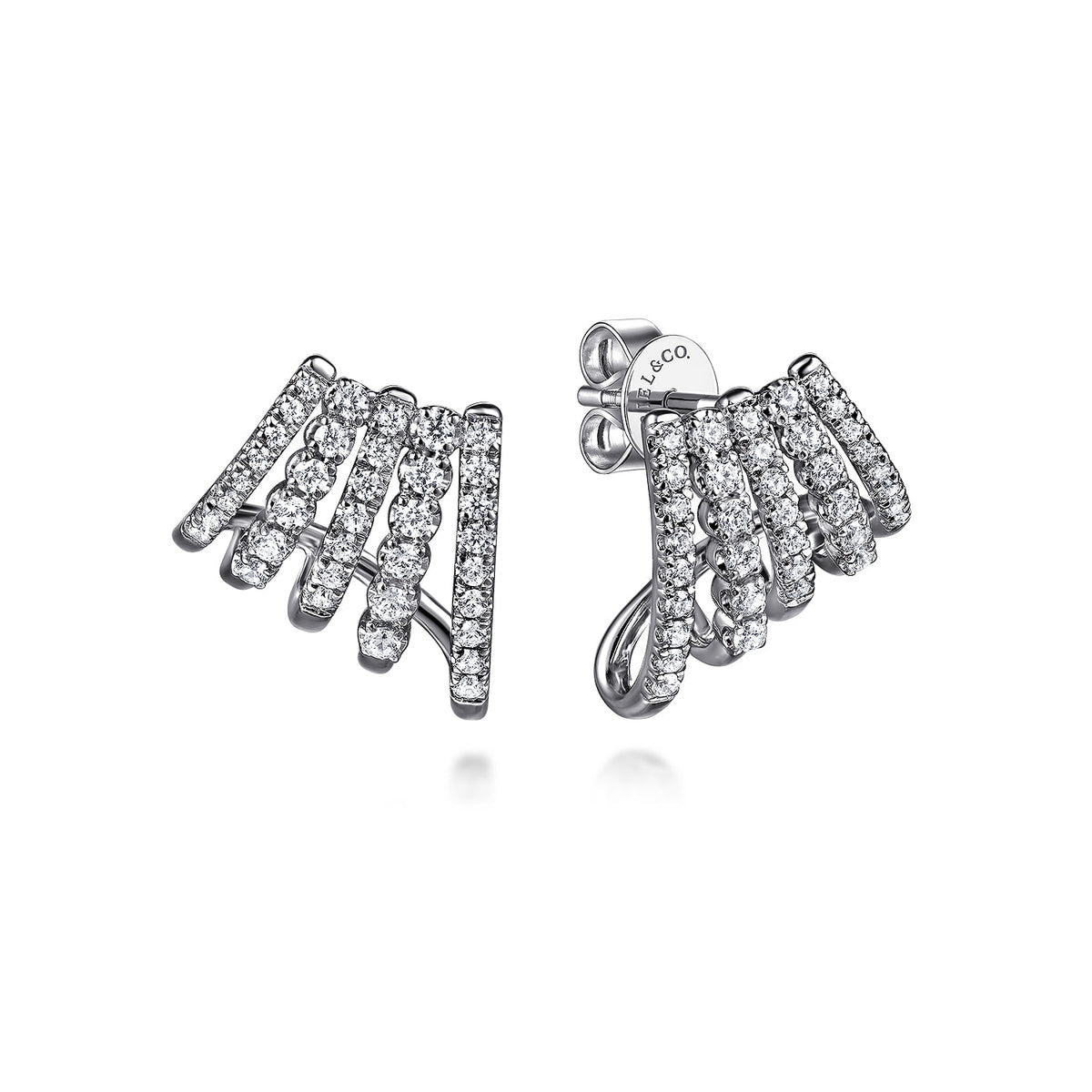 14K White Gold Diamond J Hoop Stud Earrings — Gabriel & Co. EG15280W45JJ