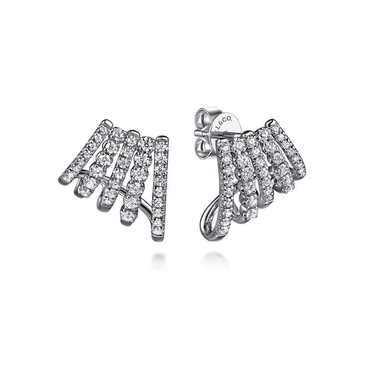 14K White Gold Diamond J Hoop Stud Earrings — Gabriel & Co. EG15280W45JJ