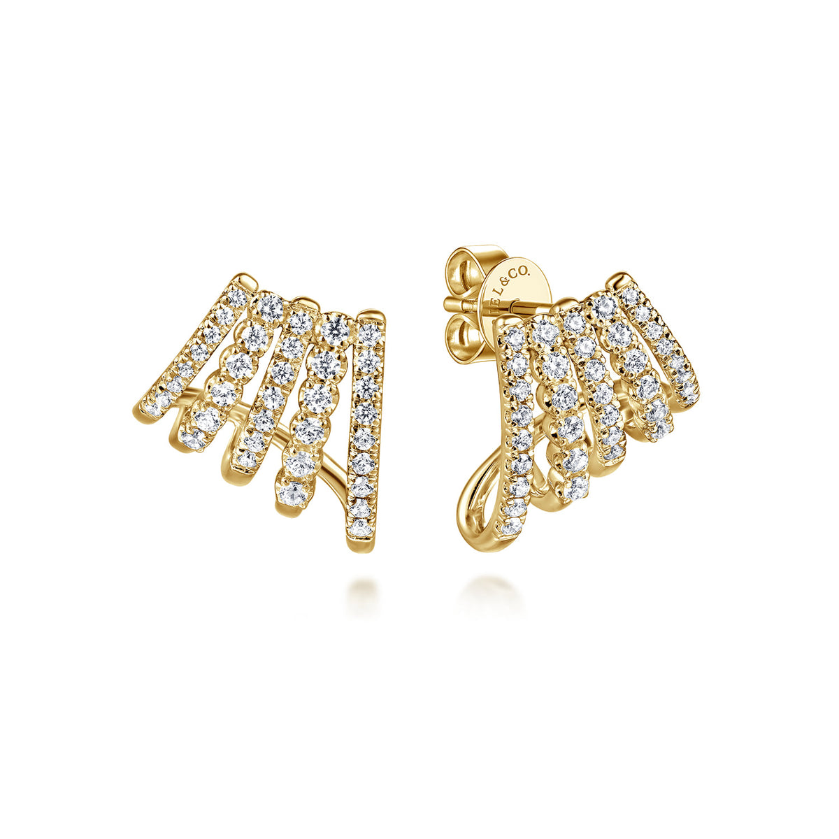 14K Yellow Gold Diamond J Hoop Stud Earrings — Gabriel & Co. EG15280Y45JJ