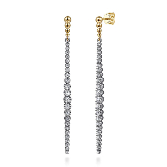 14K White&Yellow Gold Bujukan Diamond Stud Drop Earrings — Gabriel & Co. EG15310M45JJ