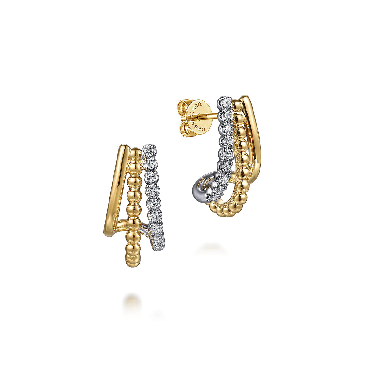 14K White & Yellow Gold Diamond J Hoop Earrings-Bujukan — Gabriel & Co. EG15311M45JJ