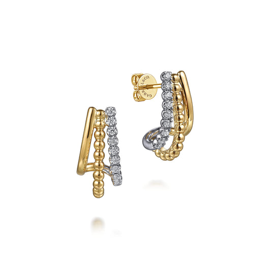 14K White & Yellow Gold Diamond J Hoop Earrings-Bujukan — Gabriel & Co. EG15311M45JJ