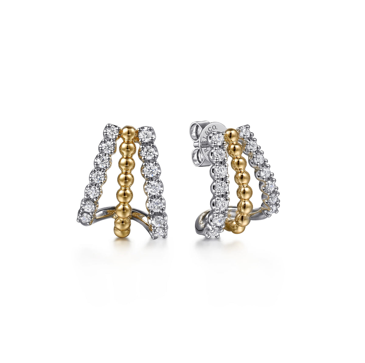 J Hoop Earrings 14K White and Yellow Gold Diamond 0.35ct — Gabriel & Co. EG15317M45JJ