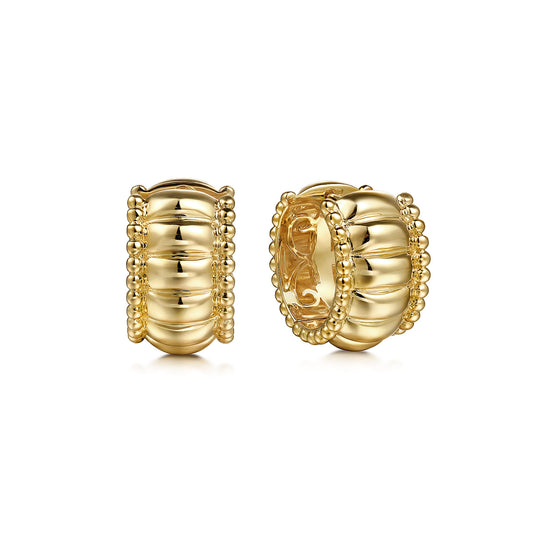 Huggie Earrings 14K Yellow Gold Diamond 15mm Bujukan — Gabriel & Co. EG15320Y4JJJ