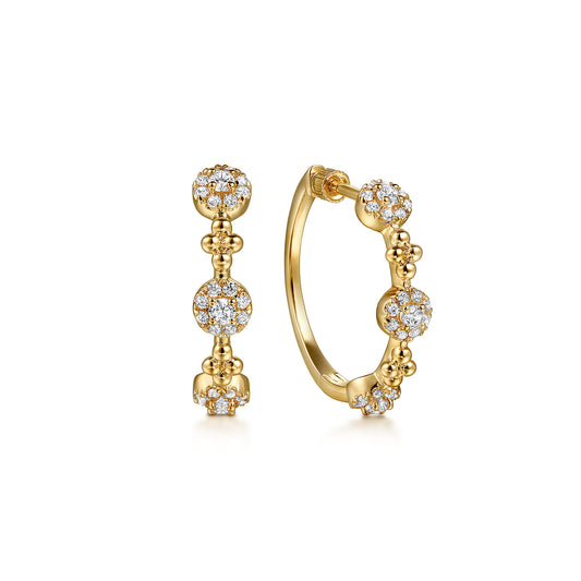 14K Yellow Gold Bujukan Diamond Cluster Classic Hoop Earrings — Gabriel & Co. EG15323Y45JJ