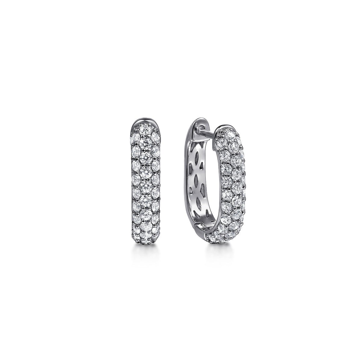 14K White Gold Pave Diamond Classic Oval Hoop Earrings — Gabriel & Co. EG15328W45JJ