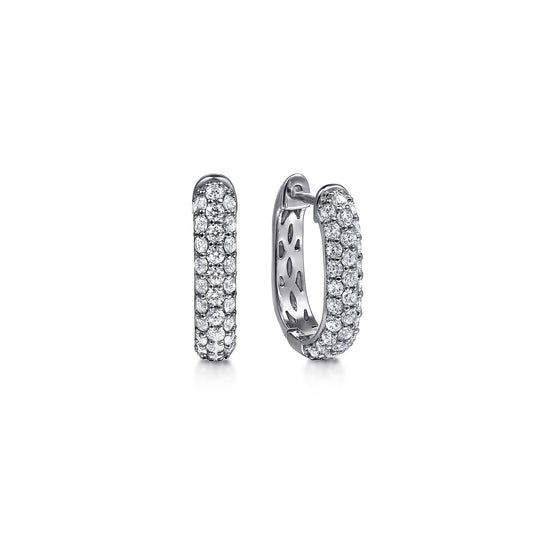 14K White Gold Pave Diamond Classic Oval Hoop Earrings — Gabriel & Co. EG15328W45JJ