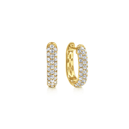 14K Yellow Gold Pave Diamond Classic Oval Hoop Earrings — Gabriel & Co. EG15328Y45JJ