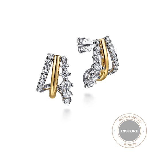 J Hoop Earrings 14K White and Yellow Gold Diamond 0.75ct — Gabriel & Co. EG15329M45JJ