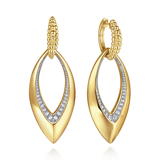 14K Yellow Gold Bujukan and Diamond Marquise Huggie Drop Earrings — Gabriel & Co. EG15337Y45JJ