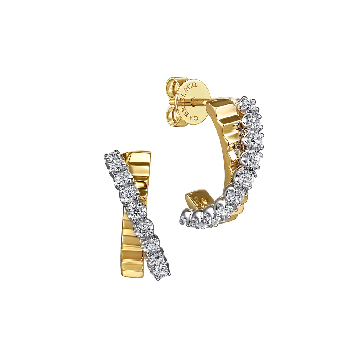 J Hoop Earrings 14K White and Yellow Gold Diamond 0.35ct — Gabriel & Co. EG15342M45JJ