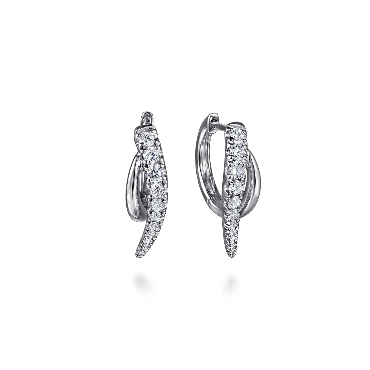 14K White Gold Graduating Diamond Spike Huggie Earrings — Gabriel & Co. EG15361W45JJ