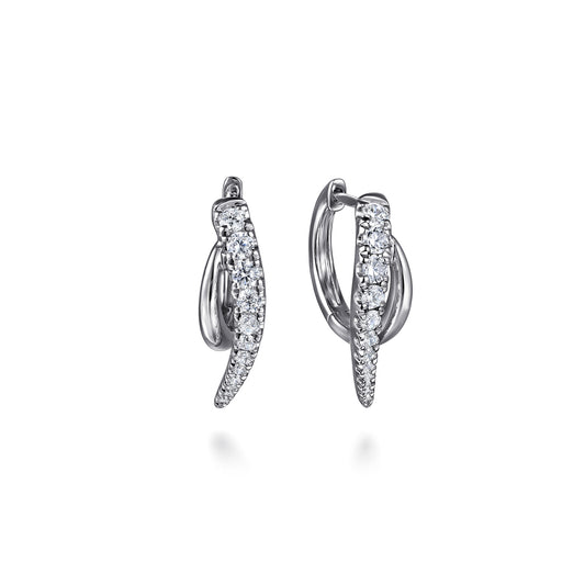 14K White Gold Graduating Diamond Spike Huggie Earrings — Gabriel & Co. EG15361W45JJ