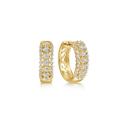 14K Yellow Gold Multi Row Diamond Huggie Earrings — Gabriel & Co. EG15380Y45JJ
