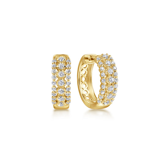 14K Yellow Gold Multi Row Diamond Huggie Earrings — Gabriel & Co. EG15380Y45JJ
