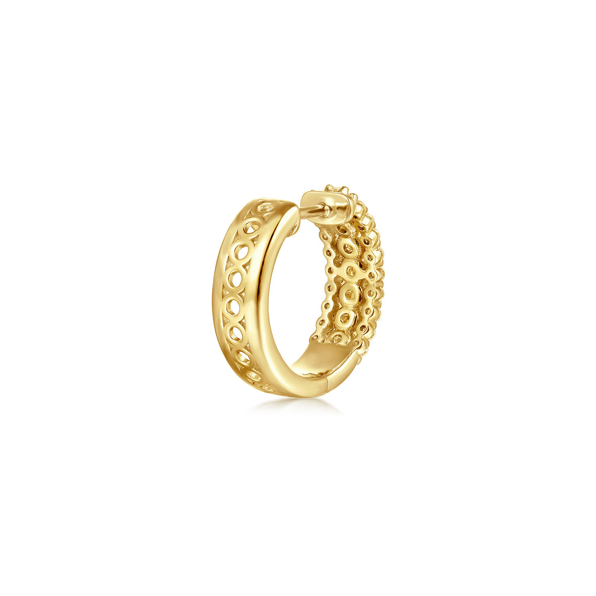 14K Yellow Gold Multi Row Diamond Huggie Earrings — Gabriel & Co. EG15380Y45JJ