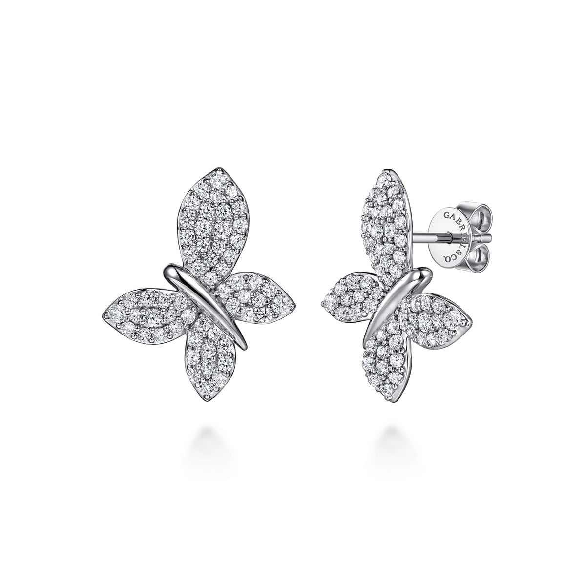 14K White Gold Diamond Butterfly Stud Earrings — Gabriel & Co. EG15442W45JJ